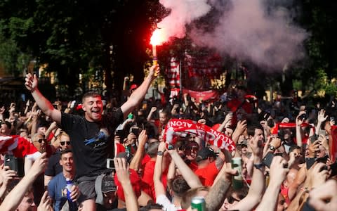 Liverpool favour flares in Ukraine on Saturday afternoon - Credit: VALENTYN OGIRENKO/Reuters