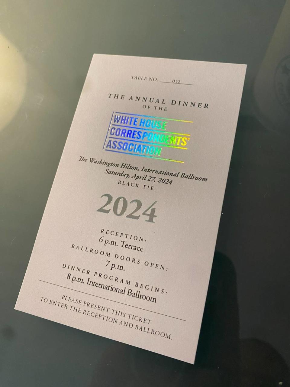 A ticket for the 2024 White House Correspondents’ Dinner.