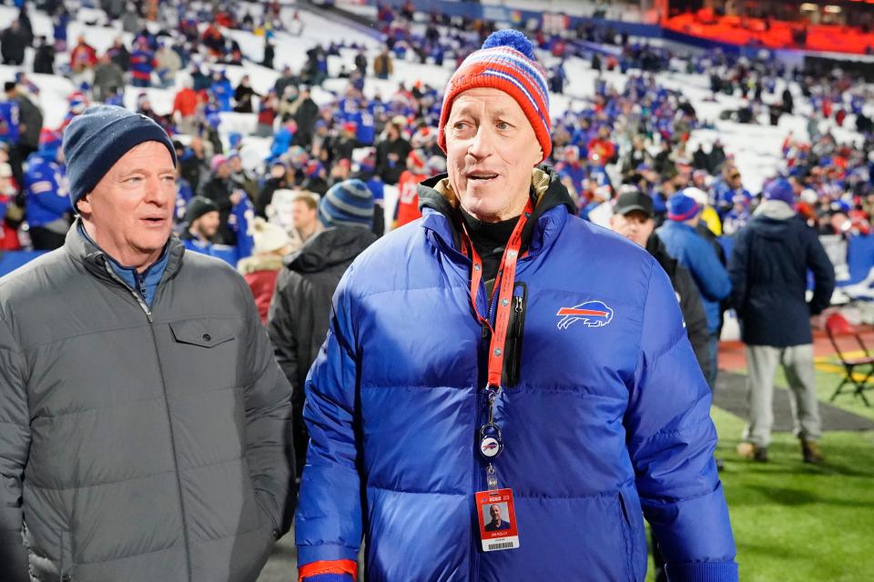 Bills Hall of Fame quarterback Jim Kelly attended the 32-29 victory over the Dolphins in December.