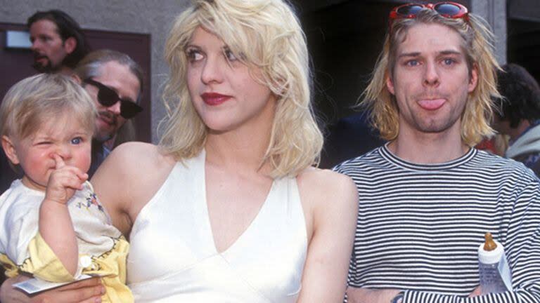 Frances Bean con sus padres, Courtney Love y Kurt Cobain