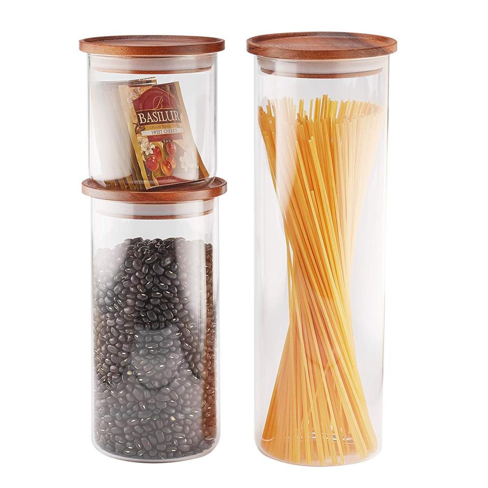 Best for Dry Food Storage: Essos Glass Jars With Wood Lids Set