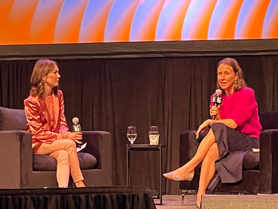 Emily Chang, left, of Bloomberg talks to 23andMe co-founder and CEO Anne Wojcicki during a South by Southwest panel on the future of genetics.