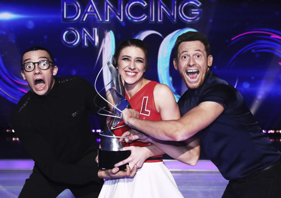 'Dancing On Ice' finalists Perri Kiely, Libby Clegg and Joe Swash. (ITV)