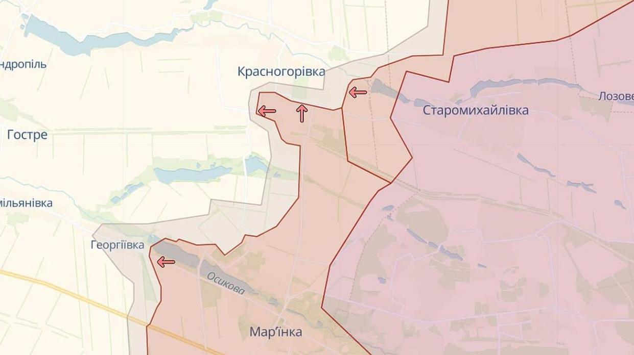 Situation in Krasnohorivka. Screenshot: DeepStateMap
