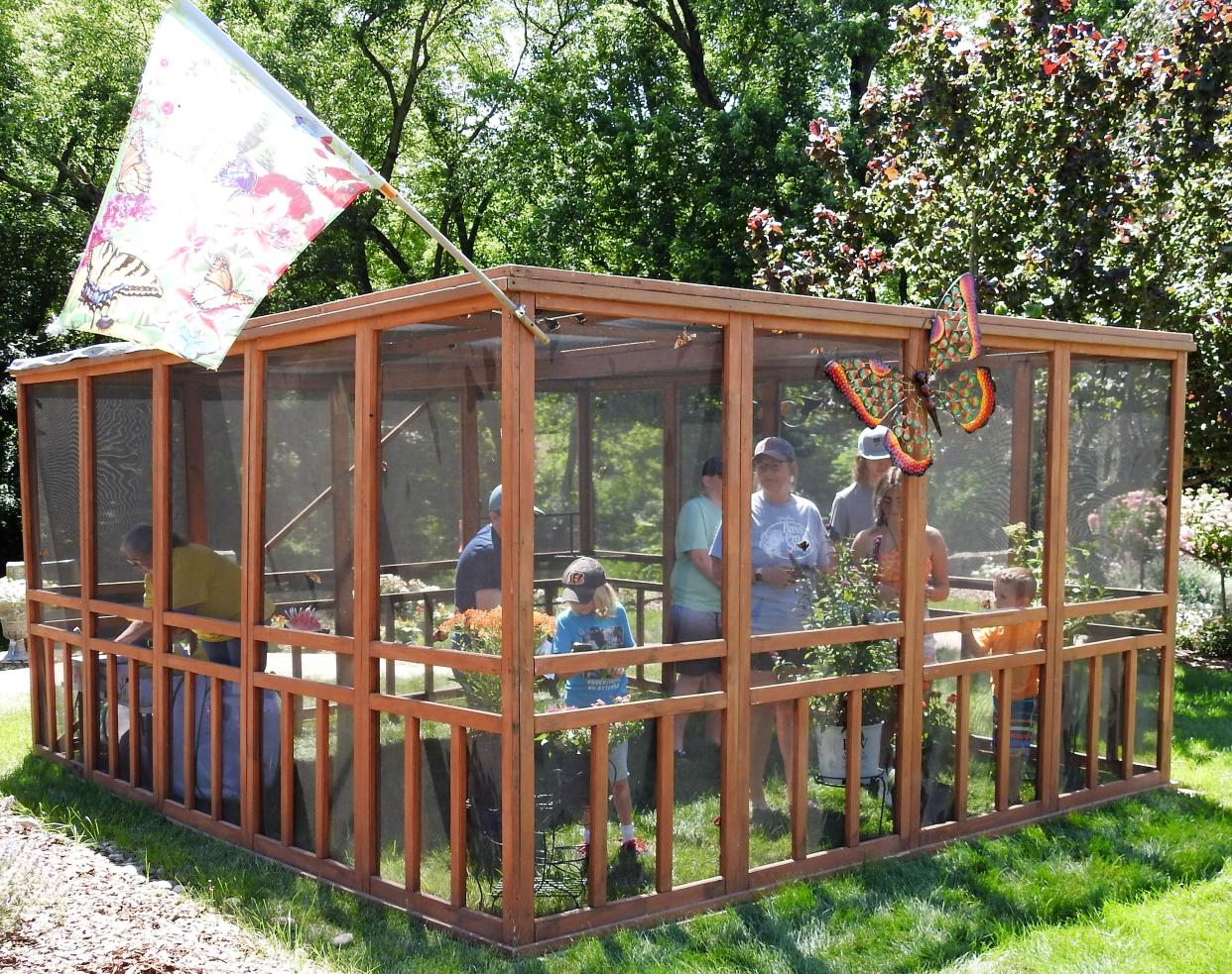 The All-A-Flutter Butterfly Enclosure Exhibition by Fran LeMasters is at Clary Gardens through Sunday. It has about 120 butterflies of various types.