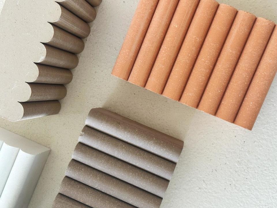 Modern Fluted Brick in Ivory, Taupe and Valencia by Sarah Sherman Samuel for Concrete Collaborative 