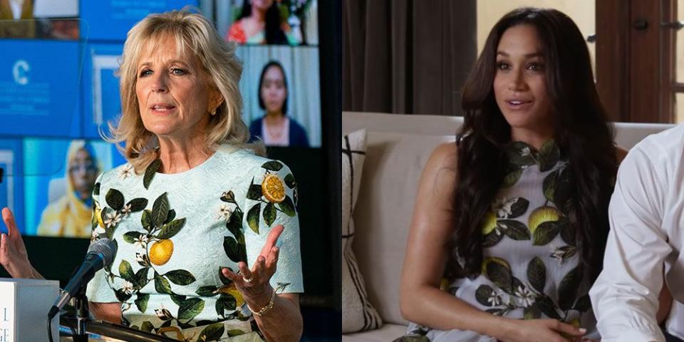 Jill Biden May Have Re-Worn Her Lemon Print Dress As a Tribute to Meghan Markle's New Baby