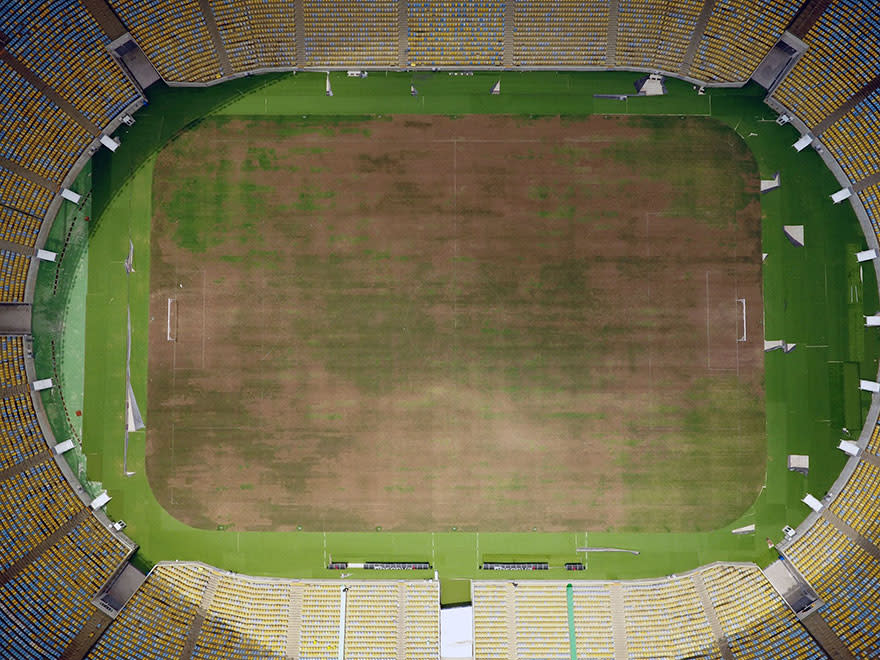 <p>An aerial shot of the ground – which is almost unplayable (Vanderlei Almeida) </p>