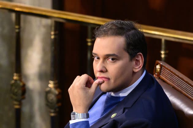 Newly elected Republican representative from New York, George Santos looks on as the House of Representatives convenes for the 118th Congress at the Capitol in Washington, D.C., Jan. 3, 2023. 