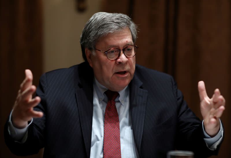 FILE PHOTO: Attorney General Barr attends roundtable discussion at the White House in Washington