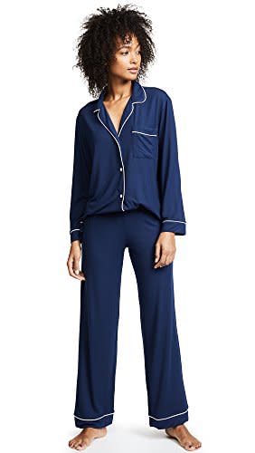 Eberjey Gisele Long PJ Set, Navy/Ivory, Medium