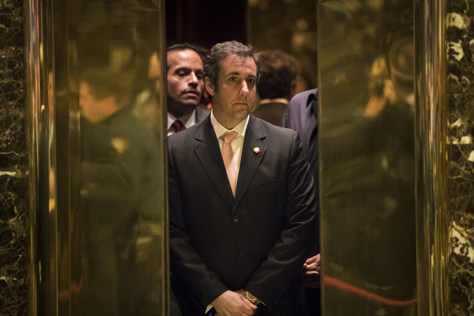 Michael Cohen, the former personal lawyer for President Donald Trump, gets into an elevator at Trump Tower, Dec. 12, 2016 in New York City. | Drew Angerer—Getty Images