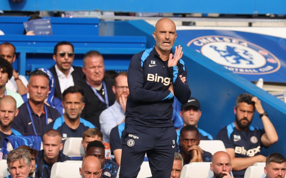 Enzo Maresca gives his Chelsea players instructions from the touchline