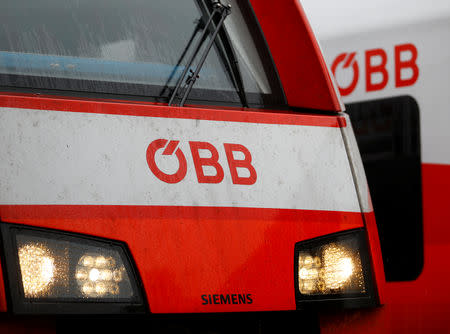 Two trains of the national rail company OeBB are seen during a warning strike in a railway station in Vienna, Austria November 26, 2018. REUTERS/Leonhard Foeger