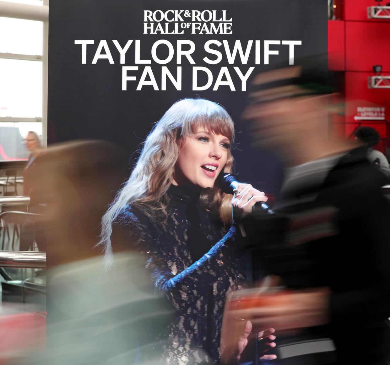 Swifties rush into the Rock & Roll Hall of Fame in Cleveland for Taylor Swift Fan Day to celebrate the release of her eleventh studio album, "The Tortured Poets Department," on Friday.