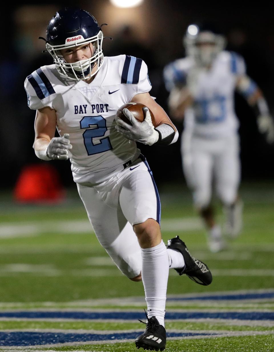 Bay Port's Carter Kallies (2) is switching from wide receiver to quarterback this season.