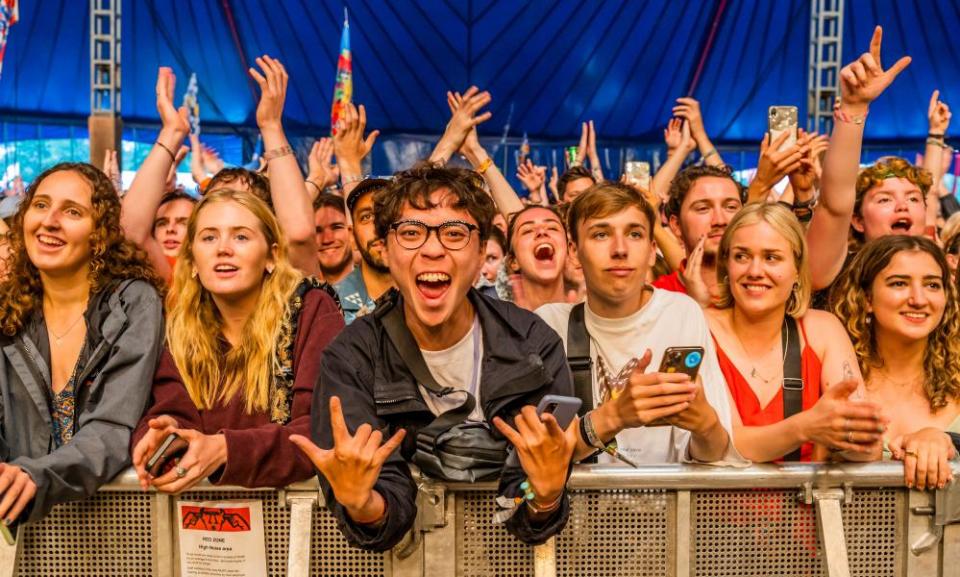 Fans watch Phoebe Bridgers at the John Peel tent