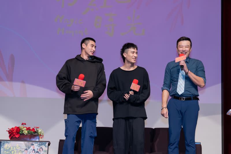 ▲章廣辰（左起）、陳彥允、林煒出席世新大學口碑場。（圖 / TVBS提供）