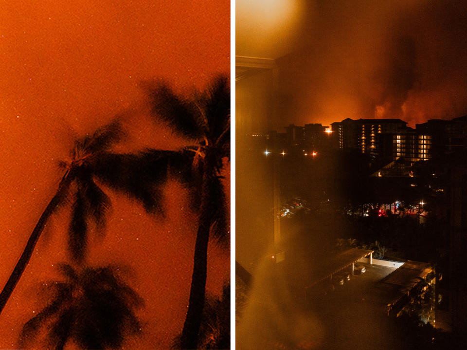 Wildfires as seen from the Ka'anapali Alii resort on Aug. 8. (Gonzalo Marroquin Getty Images)