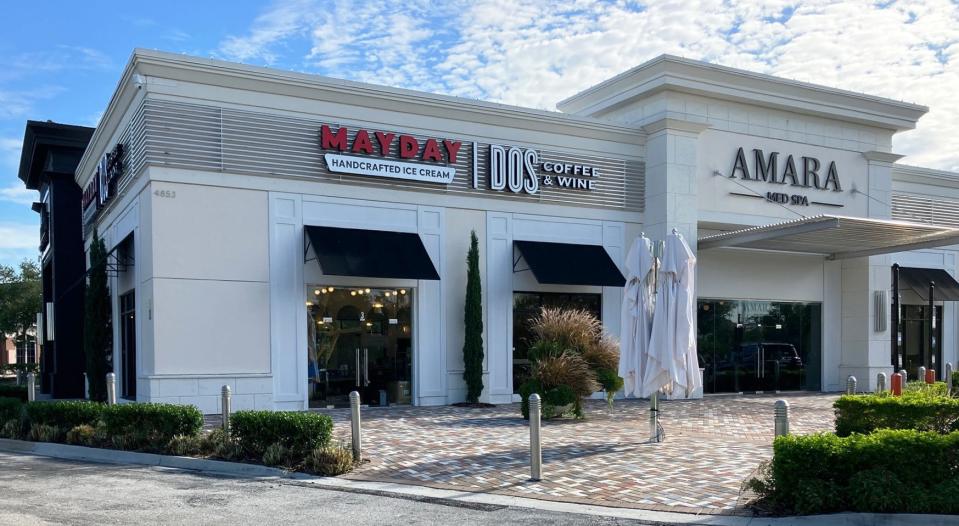 Coming soon,  DOS Coffee & Wine will share space with Mayday Ice Cream at 4853 Big Island Drive, No 3. in Town Center Plaza adjacent to St. Johns Town Center.