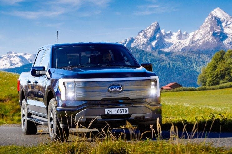 Ford sent the all-electric F-150 Lightning to Switzerland to sell for the first time, making it the second pickup market in Europe after Norway earlier this year. The vehicle pictured is a 2023 Lightning.