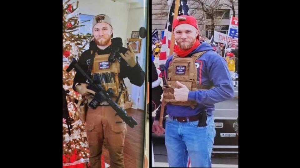 Jonas Buxton, 25, of St. Charles, Missouri, is seen here in federal court charging documents. On Wednesday, he pleaded guilty to one count of parading, demonstrating or picketing in a Capitol building. Federal court documents