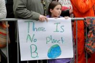 FILE PHOTO: Protesters line Central Park West during the Earth Day 'March For Science NYC' demonstration to coincide with similar marches globally in Manhattan, New York, U.S.