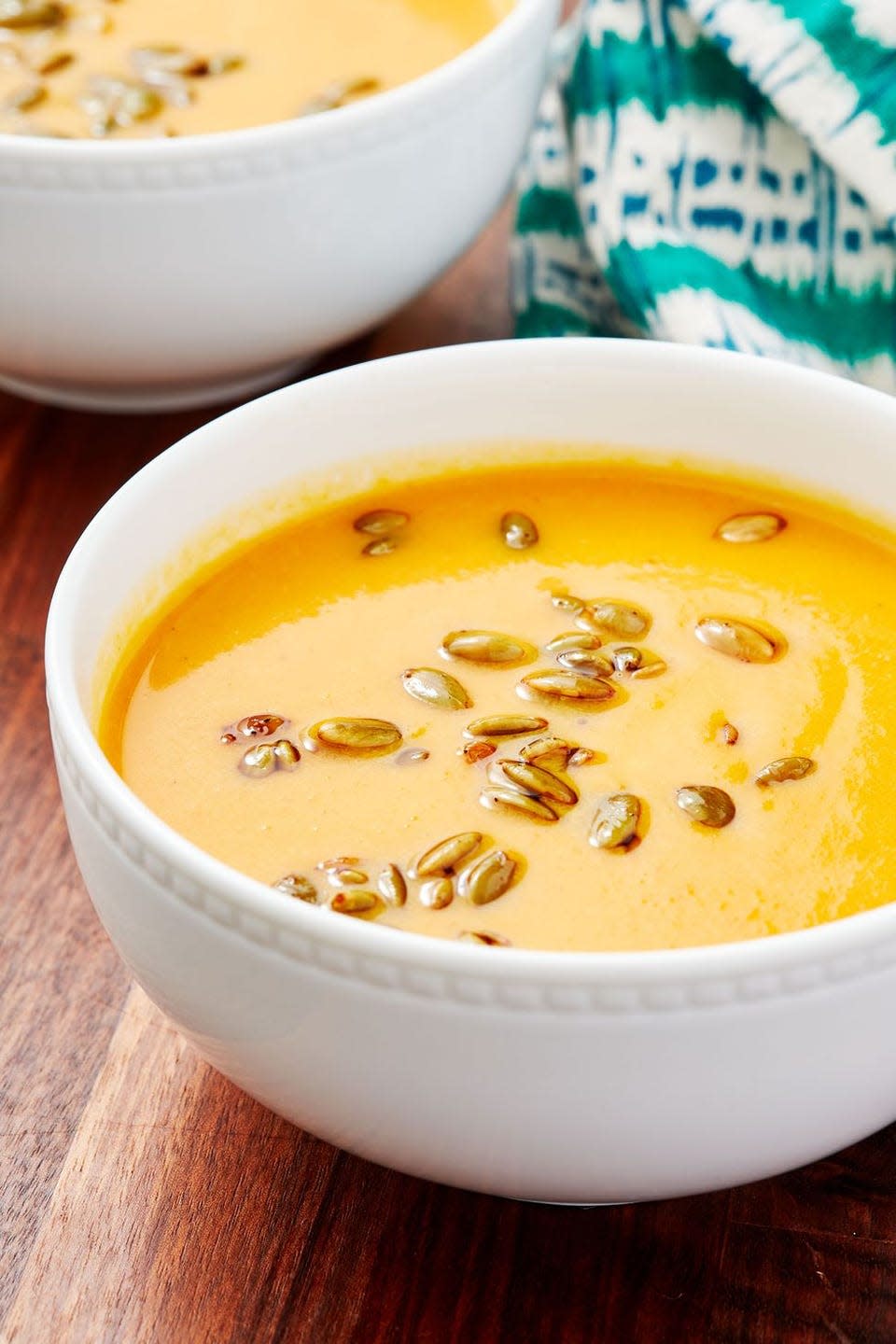 <p>Squash soup is a go-to in the colder fall months, and this one will not disappoint. </p><p><strong><em>Get the recipe at <a href="https://www.delish.com/cooking/recipe-ideas/a28835116/panera-autumn-squash-soup-recipe/" rel="nofollow noopener" target="_blank" data-ylk="slk:Delish;elm:context_link;itc:0;sec:content-canvas" class="link ">Delish</a>. </em></strong> </p>