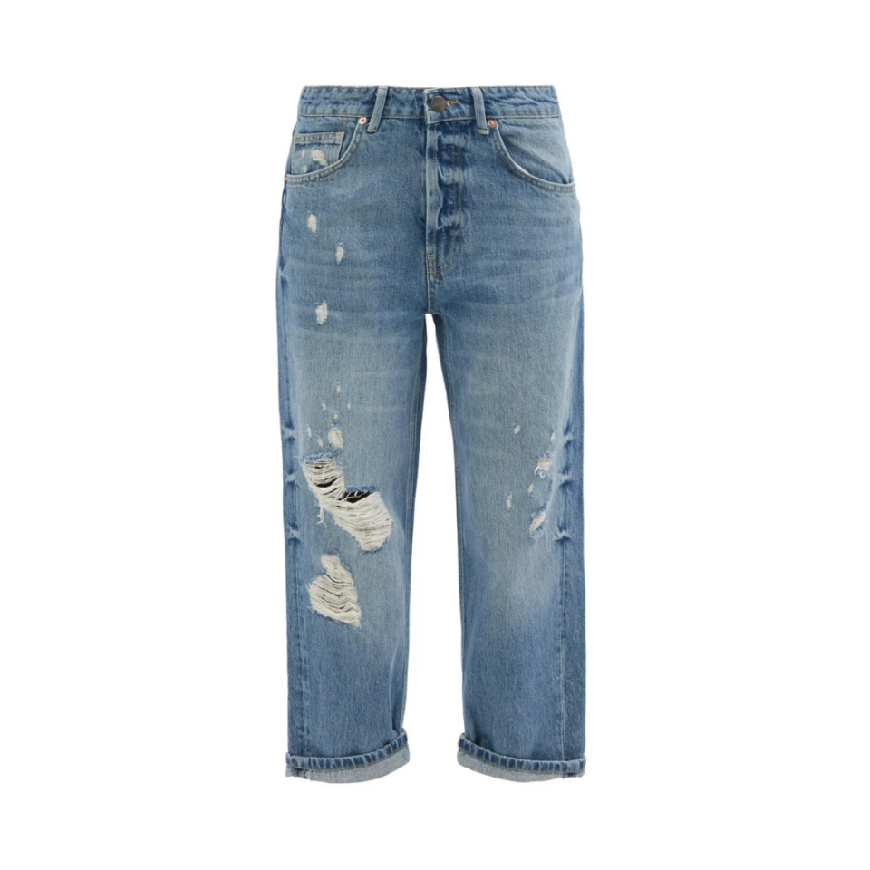 Organic-Cotton Ripped Boyfriend Jeans