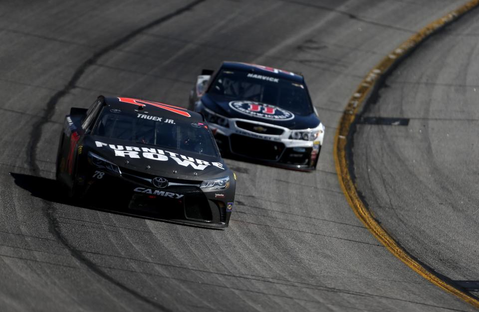 Martin Truex Jr. (L) and Kevin Harvick made contact at Chicago (Getty). 