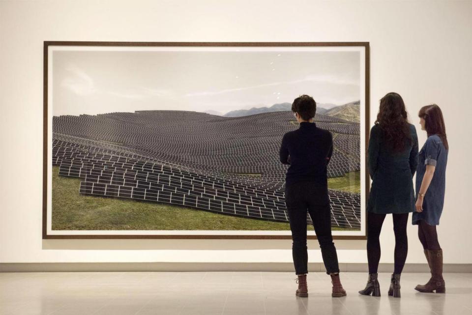 Andreas Gursky's large-scale photographs at London's Hayward Gallery include 'Les Mées', 2016 (Linda Nylind)