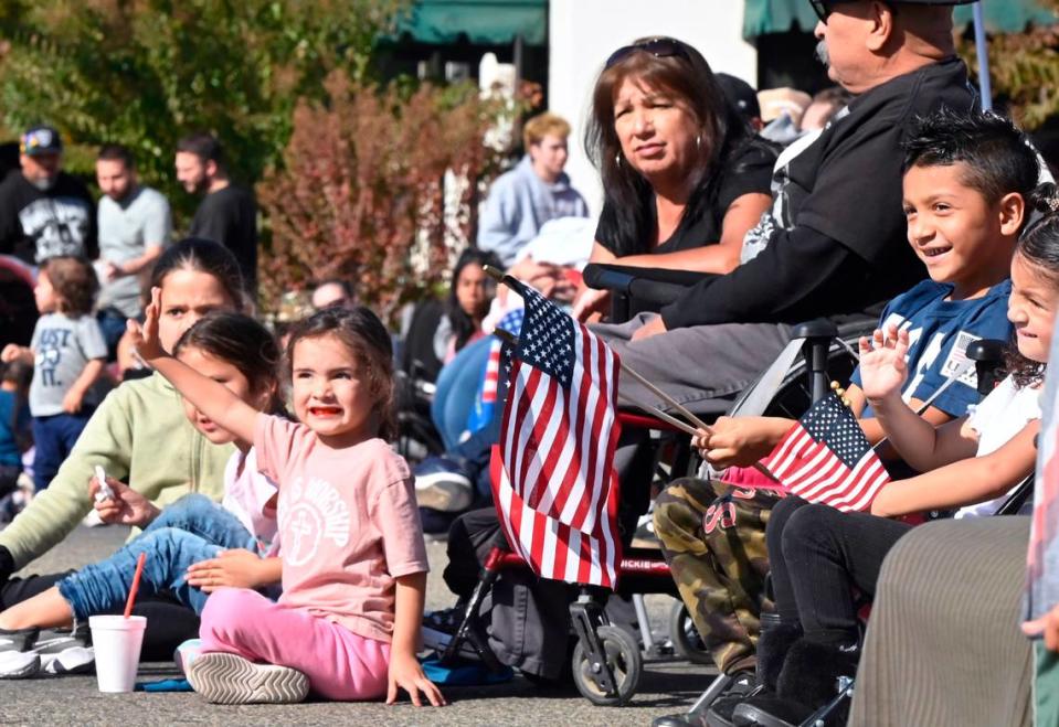 Familes lined the streets at the annual Central Valley Veterans Day Parade held Saturday, Nov. 11, 2023 in downtown Fresno.
