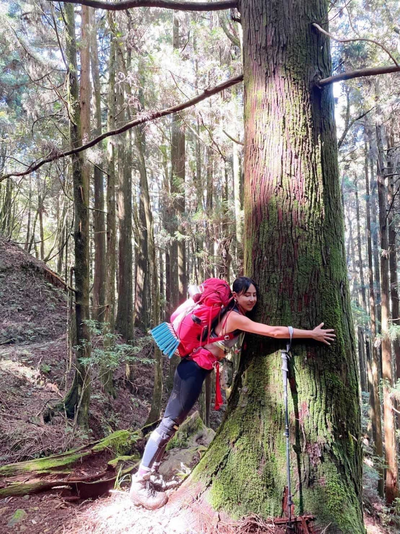 登山經驗豐富的房思瑜讚嘆大自然的神奇之美。（圖／TVBS藝人事務所提供）