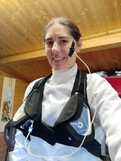 <span class="caption">The author wearing an adapted gas analyser.</span>
