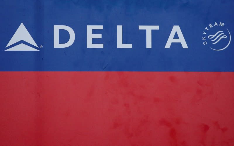 FILE PHOTO: Delta airlines logo is seen inside of the Commodore Arturo Merino Benitez International Airport in Santiago