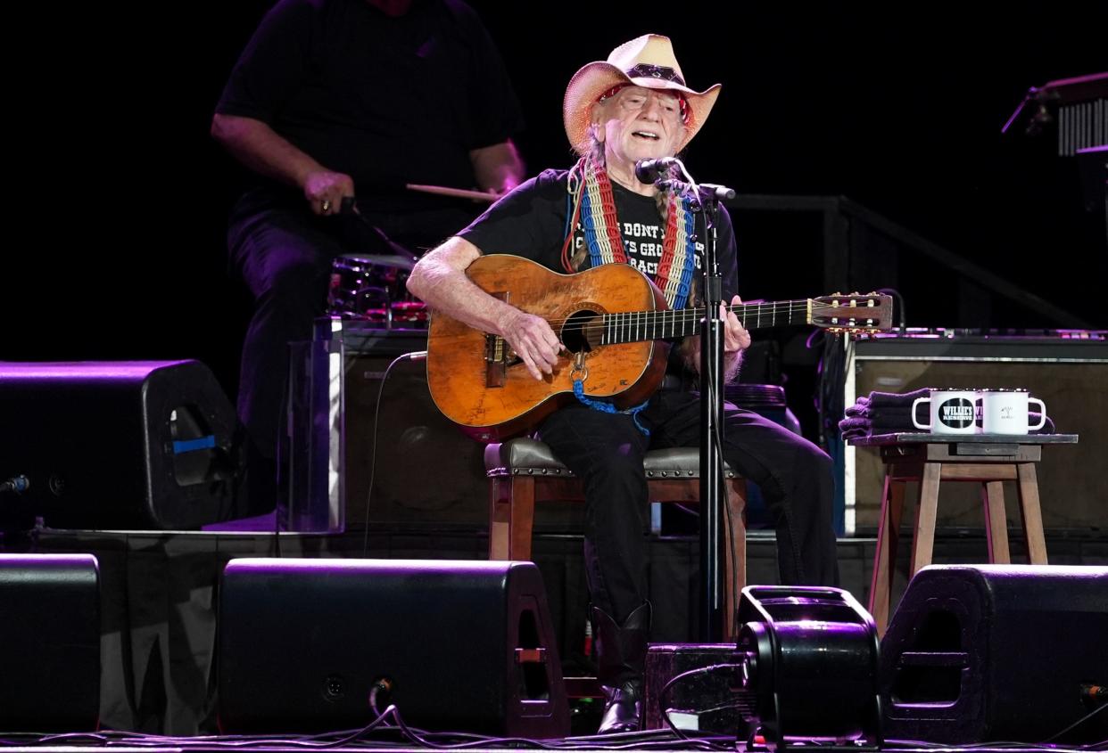 Willie Nelson performing at the Ohio State Fair Saturday night.