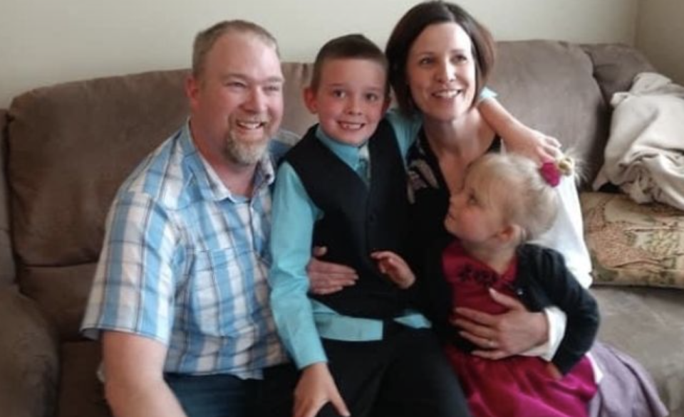 Gunnar Holte pictured with his parents and sister.