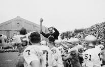 <p>Ara Parseghian (1923-2017): Hall of Fame football coach who won two national championships at Notre Dame. </p>