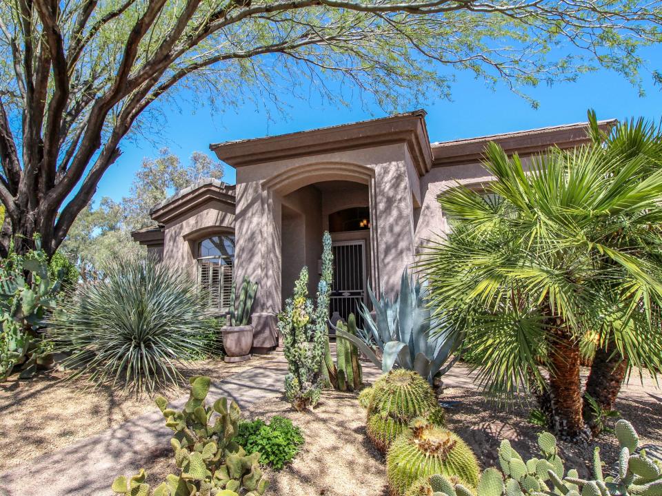 A house in phoenix surrounded by desert plants and trees