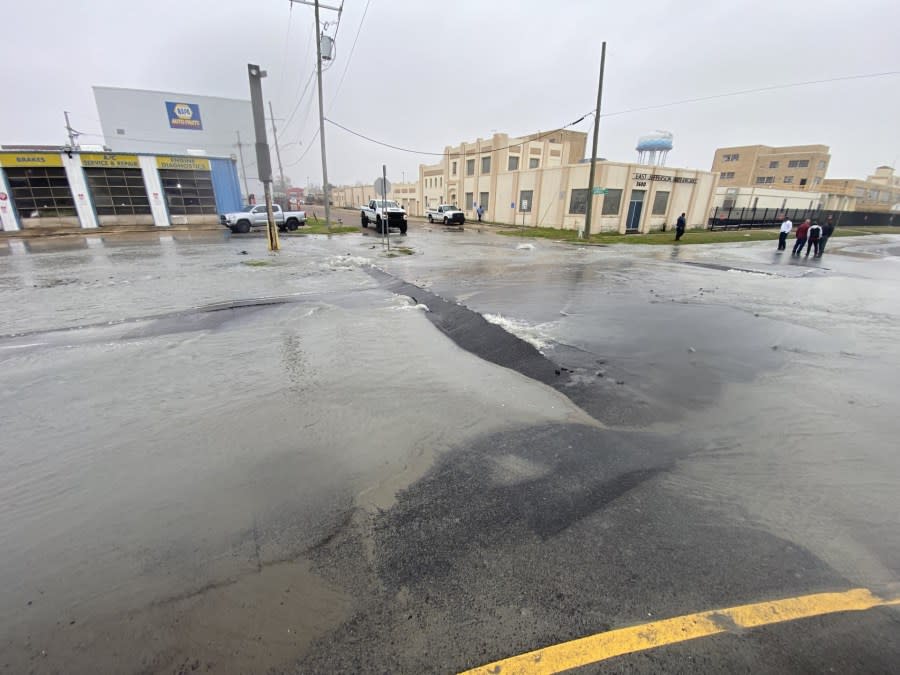 A broken water line causes flooding on Jefferson Highway on Tuesday, Jan. 24, 2024.