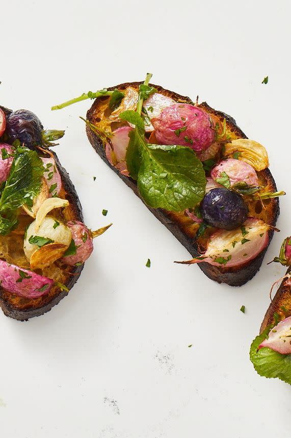 Garlicky Roasted-Radish Bruschetta