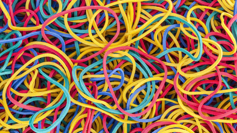 brightly colored rubber bands