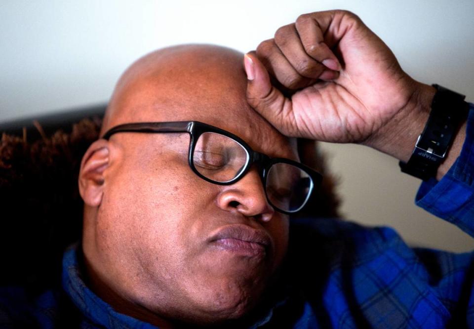 Leon Brown, 47, spends much of his time indoors praying and meditating at the home he shares with sister, Geraldine Brown, 49, and brother Henry McCollum, 50, in Fayetteville, N.C. “I try to think about my future. I can’t change the past. I try not to think about the past. I can’t erase things when I was young. I’m starting out now as an adult,” he says. The two brothers served 31 years for a rape and murder of a young girl which they did not commit, were freed in September 2014. Both are happy to out of prison, but find that it’s been a hard adjustment on the outside. They have no income and no car, which makes it difficult to find work and earn money.