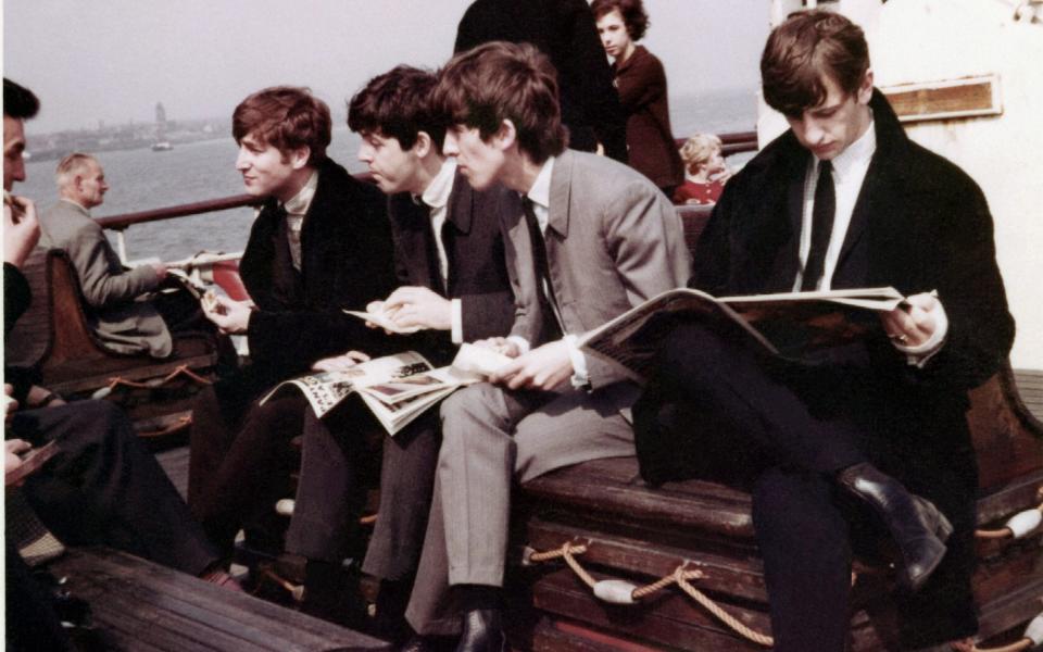 The Beatles on the Mersey Ferry during filming for the BBC TV documentary 'The Mersey Sound' in Liverpool in 1963 - Paul Popper/Popperfoto/Getty Images