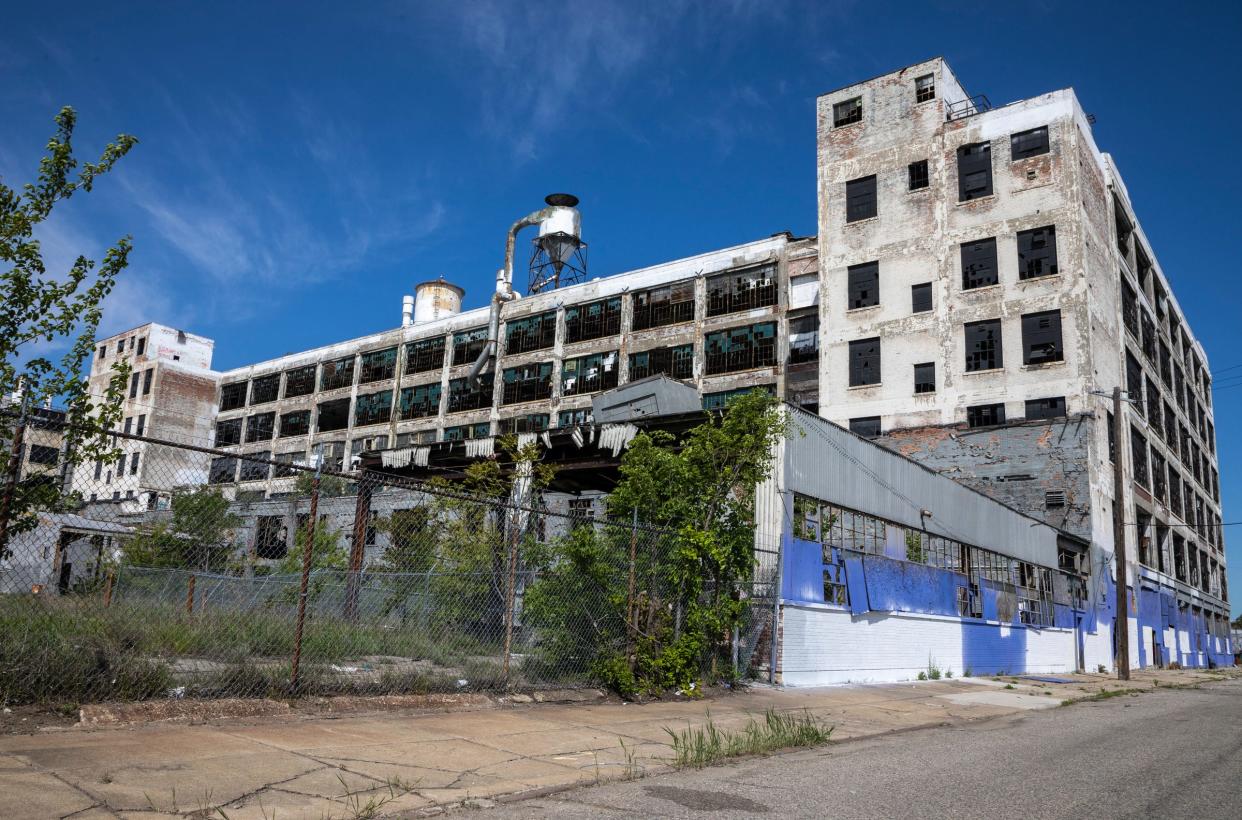 Detroit's abandoned Fisher Body Plant No. 21 sits empty at 6051 Hastings St. in Detroit on Thursday, May 25, 2023.