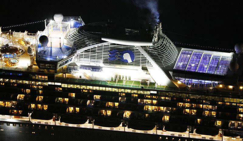 A cruise ship Diamond Princess is seen near Yokohama
