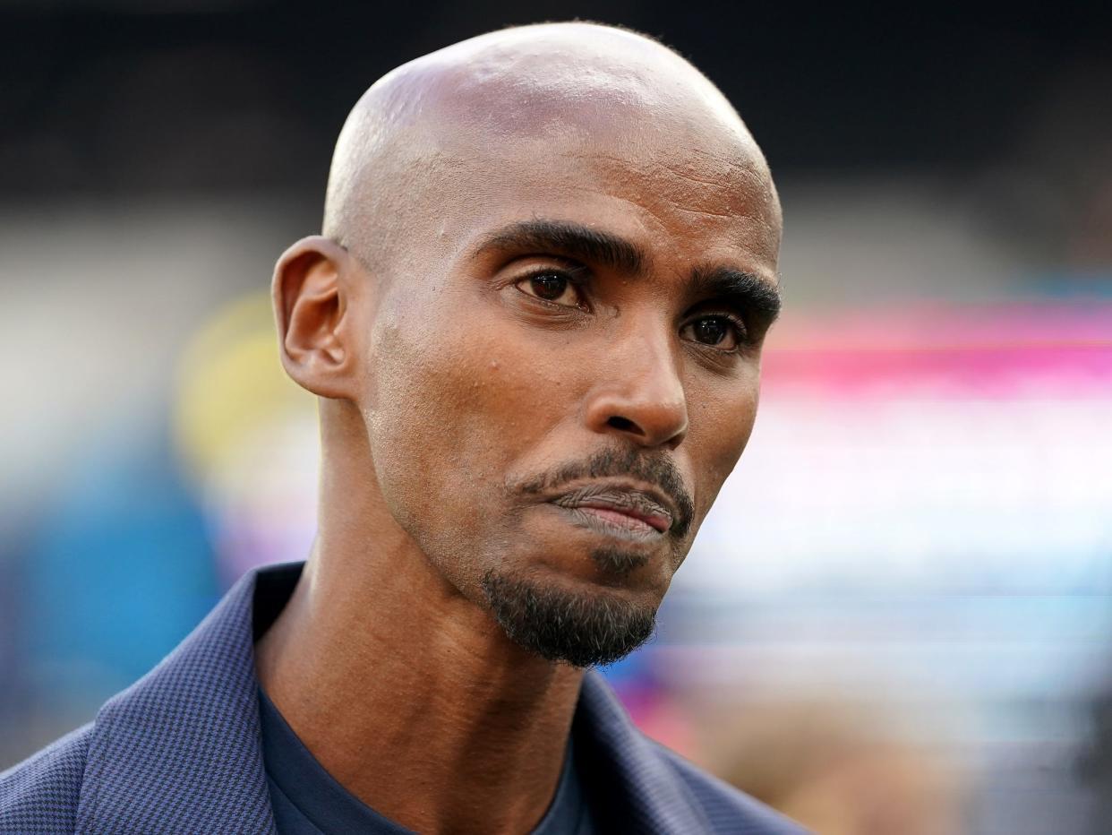 Mo Farah before the Soccer Aid for UNICEF match at The London Stadium, London. Picture date: Sunday June 12, 2022.