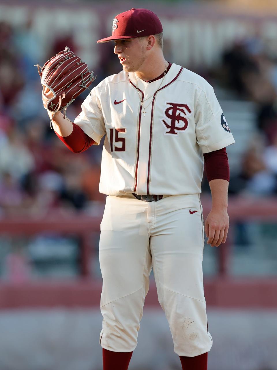 Florida State's Parker Messick prepares to pitch.