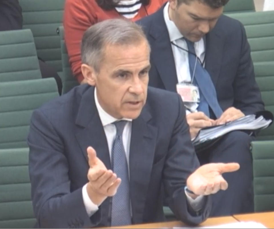 Governor of the Bank of England Mark Carney appearing before the Treasury Select Committee at the House of Commons, London, to answer questions on the Bank of England's Inflation Reports. (Photo by House of Commons/PA Images via Getty Images)