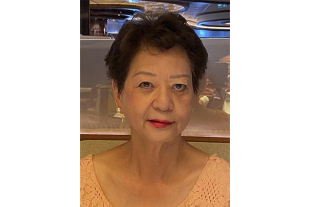 This photo provided by the Tom family shows Diana Tom. Tom, 70, was a “hard-working mother, wife and grandmother who loved to dance,” her family said in a statement provided to The Associated Press. She was one of 11 people killed after a gunman opened fire during a Lunar New Year celebration at the Star Ballroom Dance Studio in Monterey Park, Calif., on Saturday, Jan. 21, 2023. (Tom family via AP)